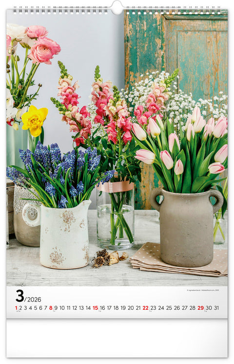 Wandkalender Blumenstrauß 2026, 33 x 46 cm