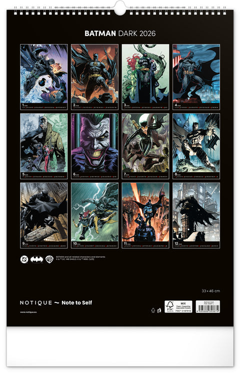 Wandkalender Batman Dark 2026, 33 x 46 cm