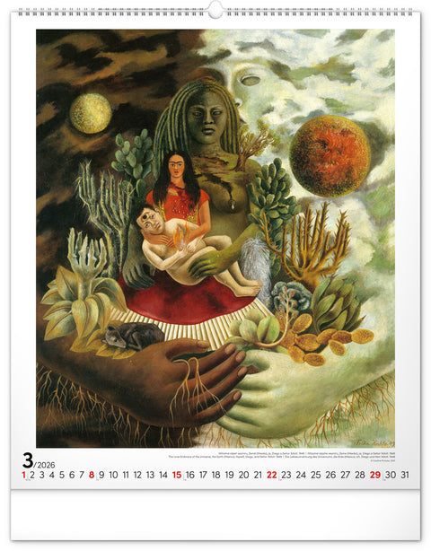 Wandkalender Frida Kahlo 2026, 48 x 56 cm