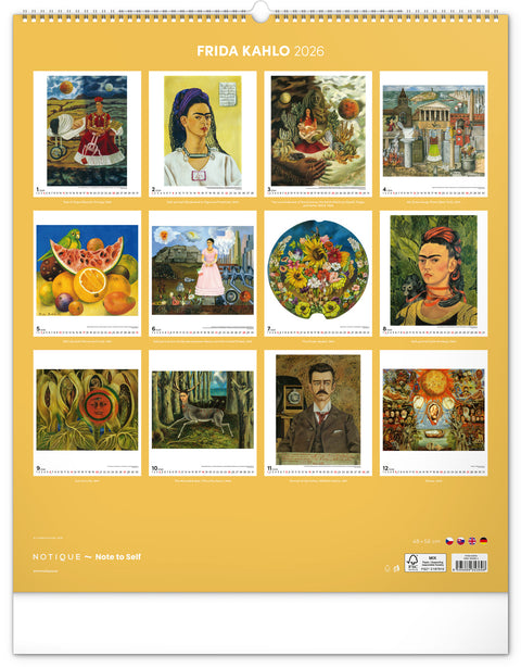 Wandkalender Frida Kahlo 2026, 48 x 56 cm