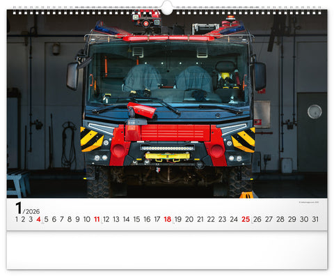 Wandkalender Feuerwehrfahrzeuge 2026, 48 x 33 cm
