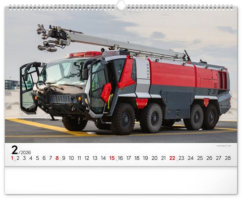 Wandkalender Feuerwehrfahrzeuge 2026, 48 x 33 cm