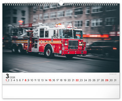 Wandkalender Feuerwehrfahrzeuge 2026, 48 x 33 cm