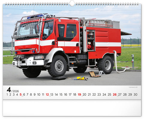 Wandkalender Feuerwehrfahrzeuge 2026, 48 x 33 cm