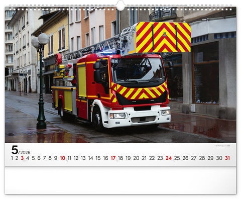 Wandkalender Feuerwehrfahrzeuge 2026, 48 x 33 cm