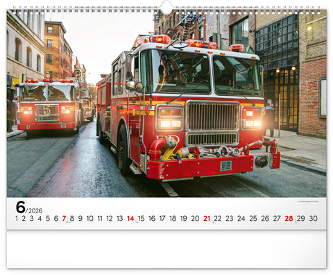 Wandkalender Feuerwehrfahrzeuge 2026, 48 x 33 cm