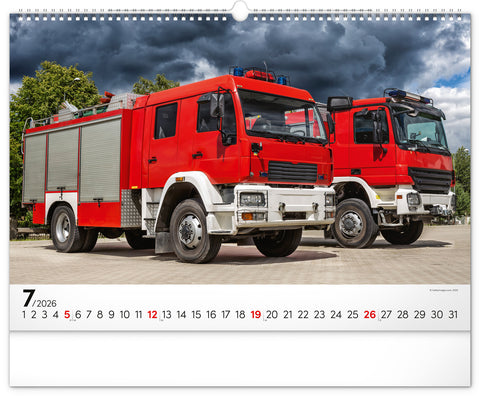 Wandkalender Feuerwehrfahrzeuge 2026, 48 x 33 cm