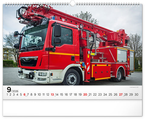Wandkalender Feuerwehrfahrzeuge 2026, 48 x 33 cm