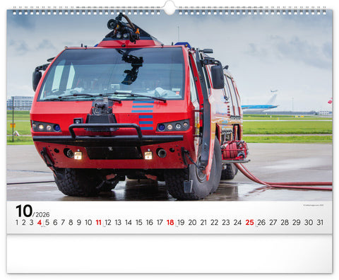 Wandkalender Feuerwehrfahrzeuge 2026, 48 x 33 cm
