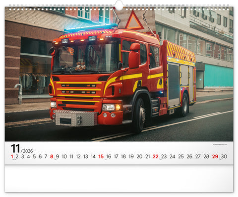 Wandkalender Feuerwehrfahrzeuge 2026, 48 x 33 cm