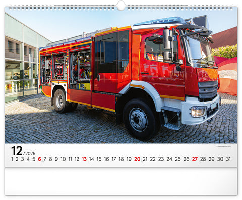 Wandkalender Feuerwehrfahrzeuge 2026, 48 x 33 cm