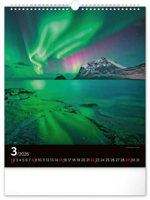 Wandkalender Polarlichter 2026, 30 x 34 cm