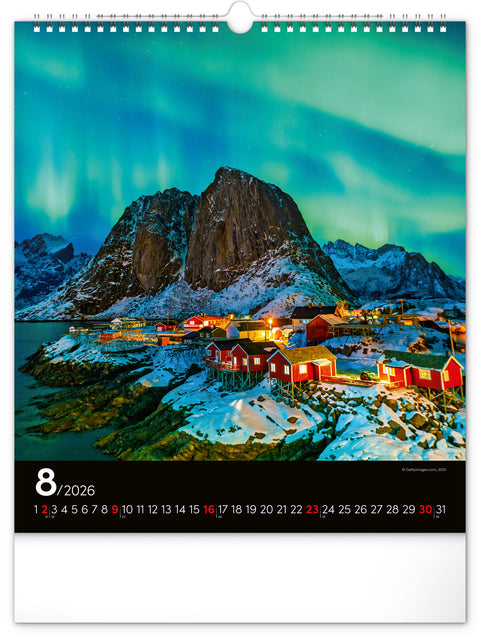 Wandkalender Polarlichter 2026, 30 x 34 cm
