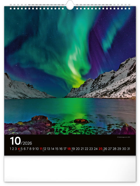 Wandkalender Polarlichter 2026, 30 x 34 cm