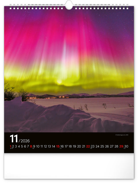Wandkalender Polarlichter 2026, 30 x 34 cm