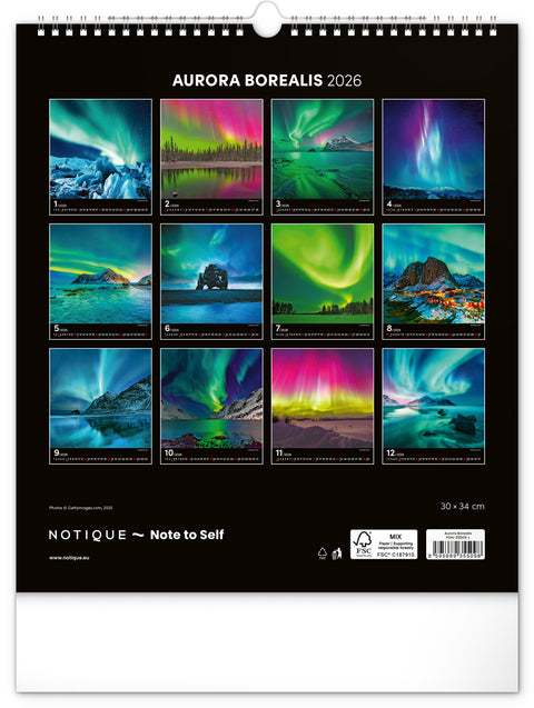 Wandkalender Polarlichter 2026, 30 x 34 cm