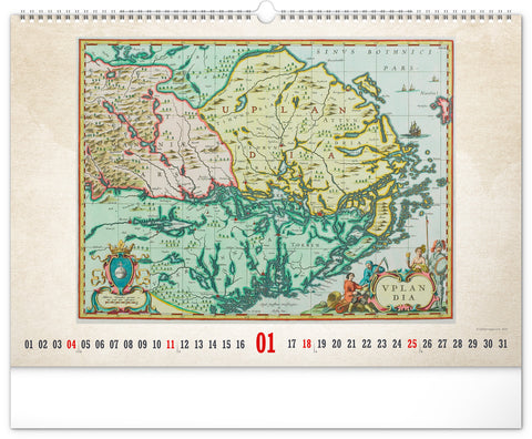 Wandkalender Alte Karten 2026, 48 x 33 cm