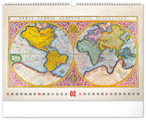 Wandkalender Alte Karten 2026, 48 x 33 cm