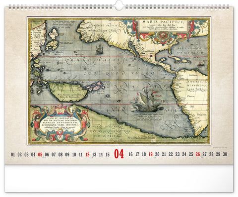 Wandkalender Alte Karten 2026, 48 x 33 cm
