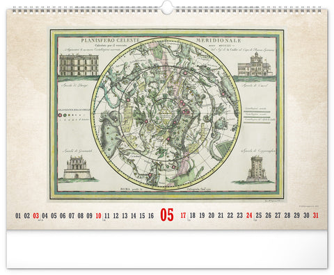 Wandkalender Alte Karten 2026, 48 x 33 cm
