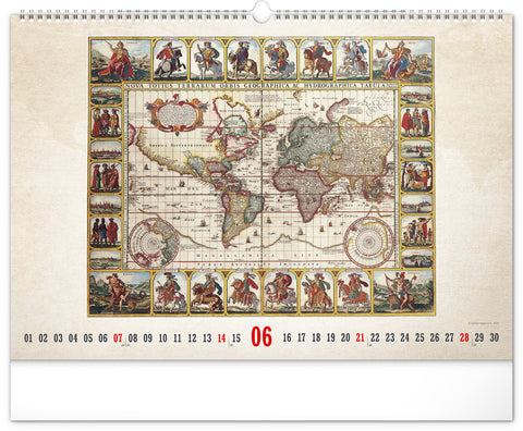 Wandkalender Alte Karten 2026, 48 x 33 cm