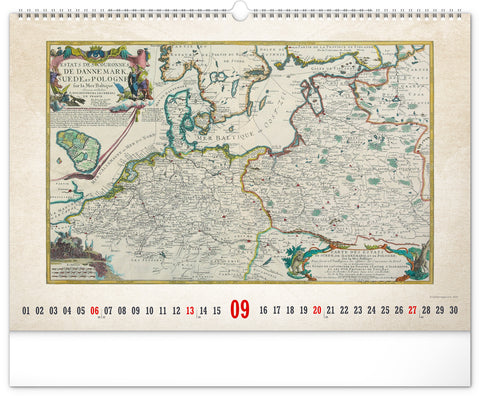 Wandkalender Alte Karten 2026, 48 x 33 cm