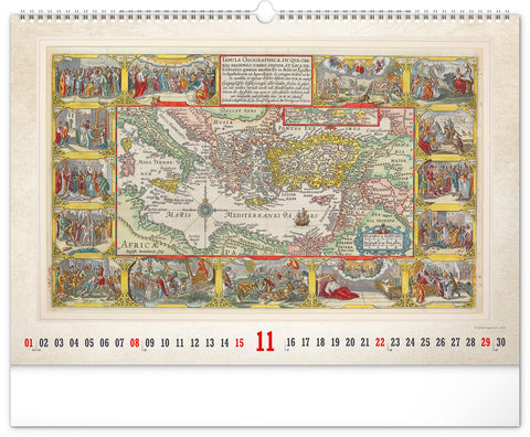 Wandkalender Alte Karten 2026, 48 x 33 cm