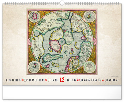 Wandkalender Alte Karten 2026, 48 x 33 cm