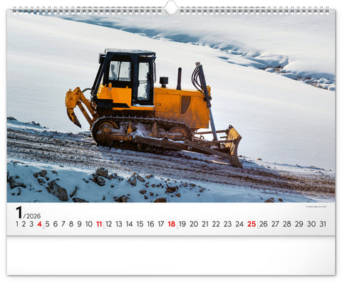 Wandkalender Baufahrzeuge 2026, 48 x 33 cm