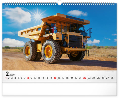 Wandkalender Baufahrzeuge 2026, 48 x 33 cm