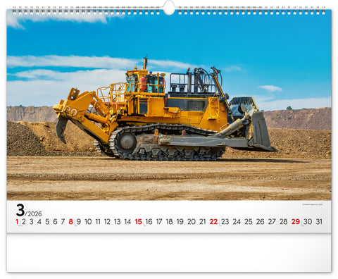 Wandkalender Baufahrzeuge 2026, 48 x 33 cm