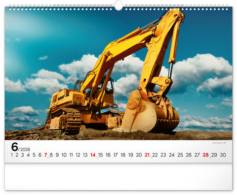 Wandkalender Baufahrzeuge 2026, 48 x 33 cm