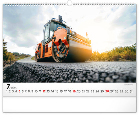 Wandkalender Baufahrzeuge 2026, 48 x 33 cm