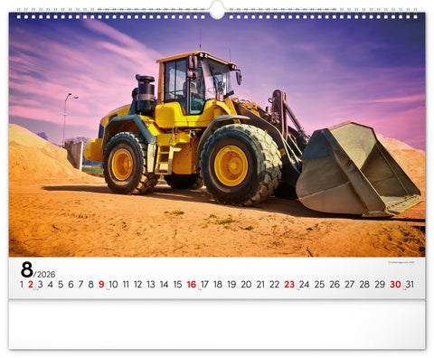 Wandkalender Baufahrzeuge 2026, 48 x 33 cm