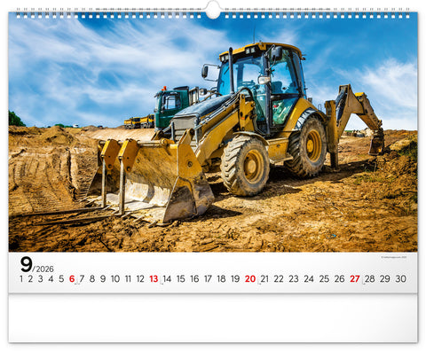 Wandkalender Baufahrzeuge 2026, 48 x 33 cm
