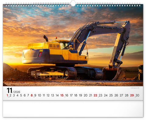 Wandkalender Baufahrzeuge 2026, 48 x 33 cm