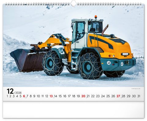 Wandkalender Baufahrzeuge 2026, 48 x 33 cm