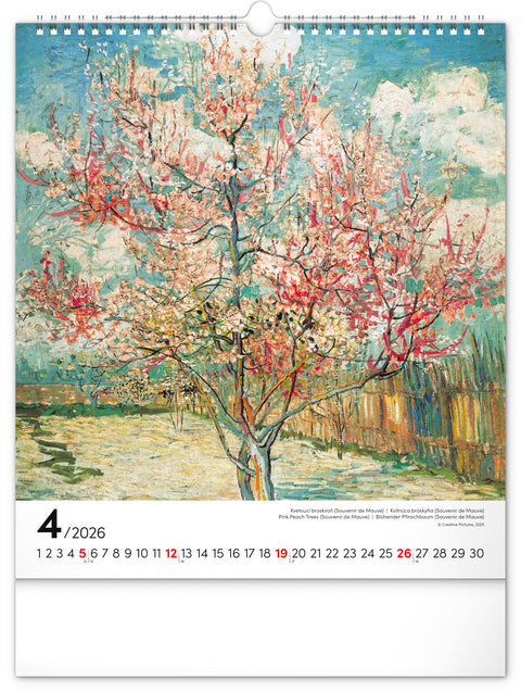 Wandkalender Vincent van Gogh 2026, 30 x 34 cm