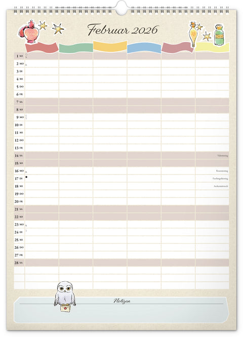 Familienplaner Harry Potter 2026, 33 × 46 cm