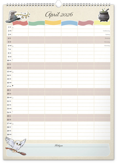 Familienplaner Harry Potter 2026, 33 × 46 cm