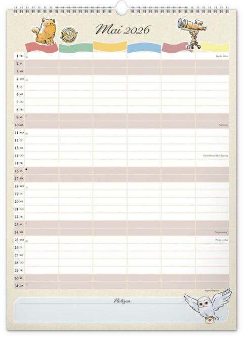 Familienplaner Harry Potter 2026, 33 × 46 cm