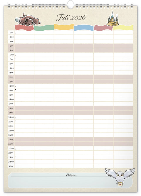 Familienplaner Harry Potter 2026, 33 × 46 cm