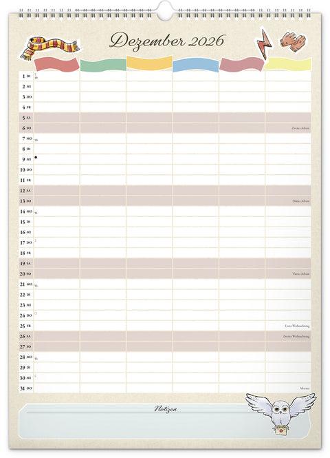 Familienplaner Harry Potter 2026, 33 × 46 cm