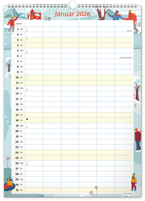 Familienplaner XXL 2026, 33 × 46 cm