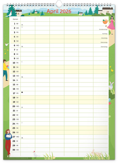 Familienplaner XXL 2026, 33 × 46 cm