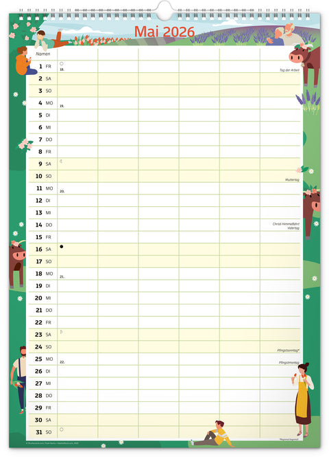 Familienplaner XXL 2026, 33 × 46 cm