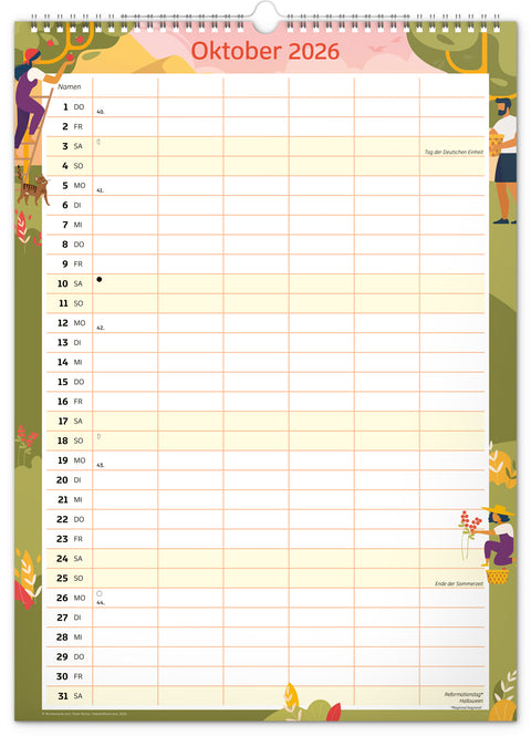 Familienplaner XXL 2026, 33 × 46 cm