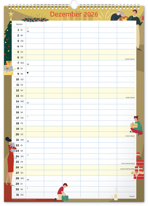 Familienplaner XXL 2026, 33 × 46 cm