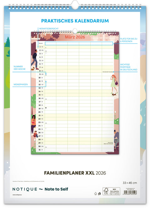 Familienplaner XXL 2026, 33 × 46 cm