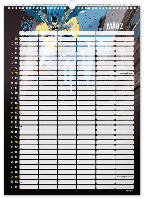 Familienplaner Batman 2026, 33 × 46 cm